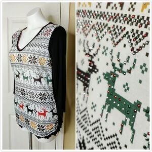 Edista embellished snow flake & reindeer top